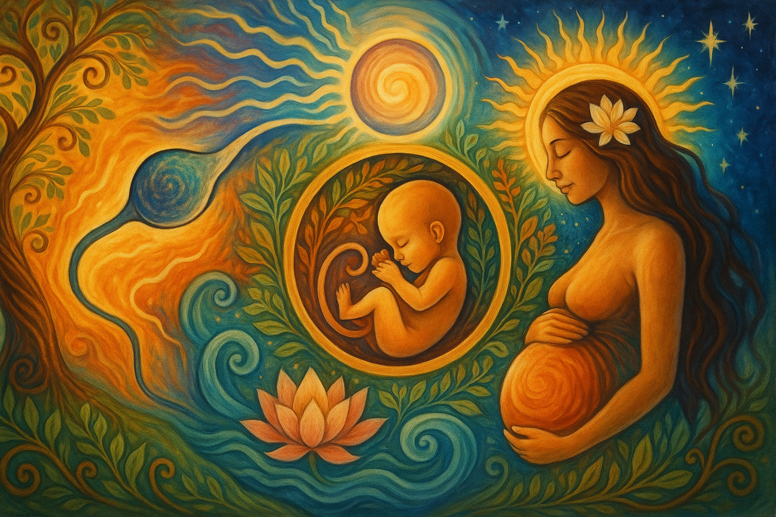 Illustrazione artistica del viaggio della nascita